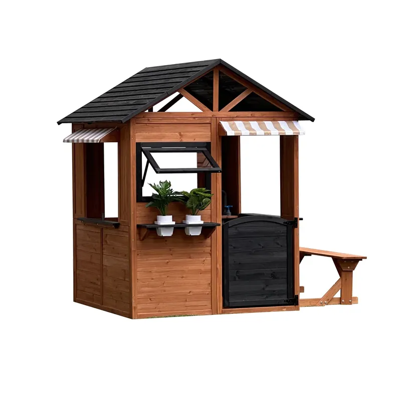 Kids Outdoor Climbing Frame - Wooden Dollhouse for Kids Four Seasons